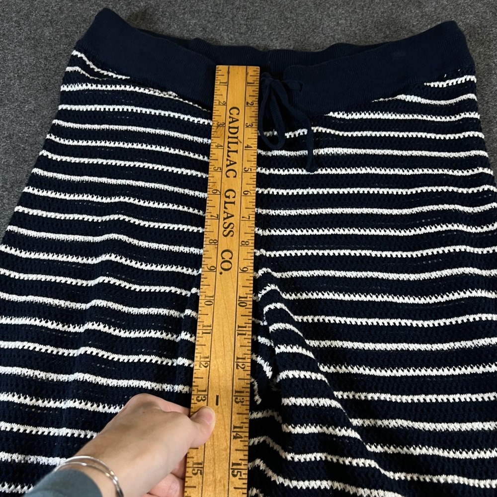 Pact Organic Cotton Linen Knit Striped Wide Leg Lounge Pants Navy White Medium - Picture 5 of 10